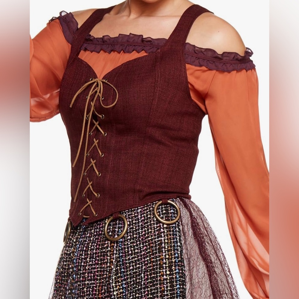 Hocus Pocus Adult Mary Sanderson Disney
Burgundy Lace-Up Vest Top Size Small